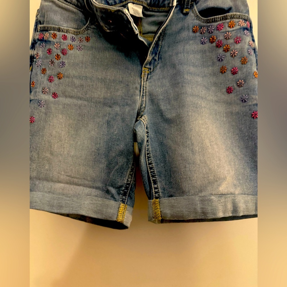 Girls embroidered denim Bermudas